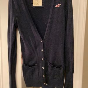 Navy cardigan sweater